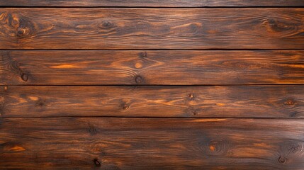 Naklejka premium Richly textured wooden surface featuring deep hues and natural grain patterns, ideal for backgrounds in rustic-themed designs, product presentations, or decoration projects,