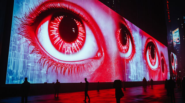 Yeux g&eacute;ants dans la ville, concept de surveillance