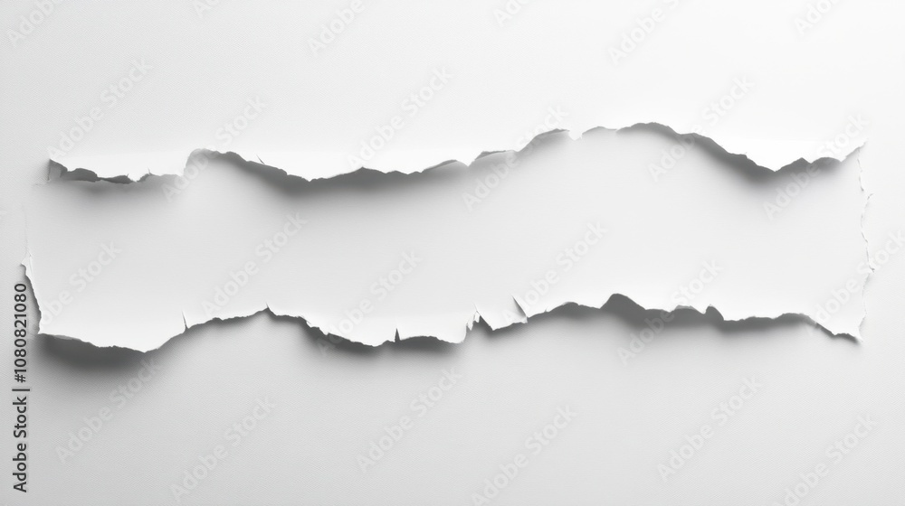 Poster torn white paper texture with jagged edges on a clean background ideal for backgrounds, text overlay