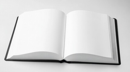 Blank Open Book on Clean White Surface Offering Endless Creative Possibilities for Writers, Artists, and Students to Explore Their Ideas and Thoughts Freely