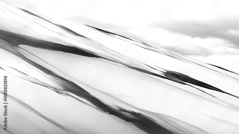 Poster Abstract monochrome background with flowing lines and soft gradients creating a serene and tranquil atmosphere for artistic and design projects.