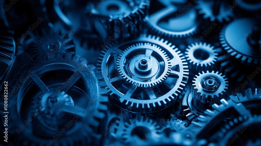 Aufkleber close-up of interlocking gears working together in a complex mechanism
