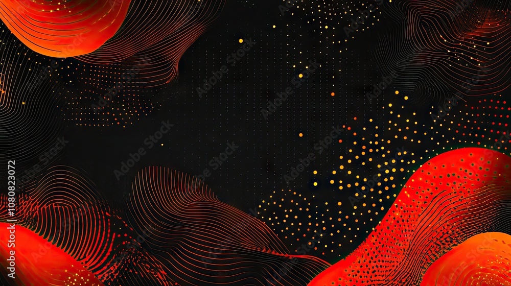 Poster abstract vibrant background featuring wave patterns, bright red hues, dynamic textures, and captivat