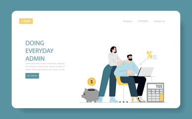 One Day Of Commercial Fishing. Flat Vector Illustration