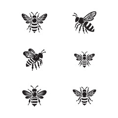 Honeybee vector design black and white. Bee silhouette. A honeybee logo, icon vector illustration.