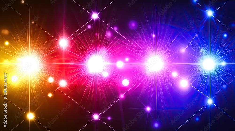 Aufkleber vibrant colorful light burst background with glowing stars and bokeh effects for dynamic visuals and