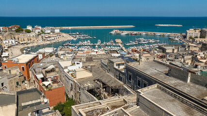 Obraz premium Aerial view of a small fishing village on the Mediterranean Sea.