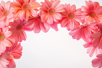 Obraz premium Pink Gerbera Daisy Flowers on White Background - Floral Photography