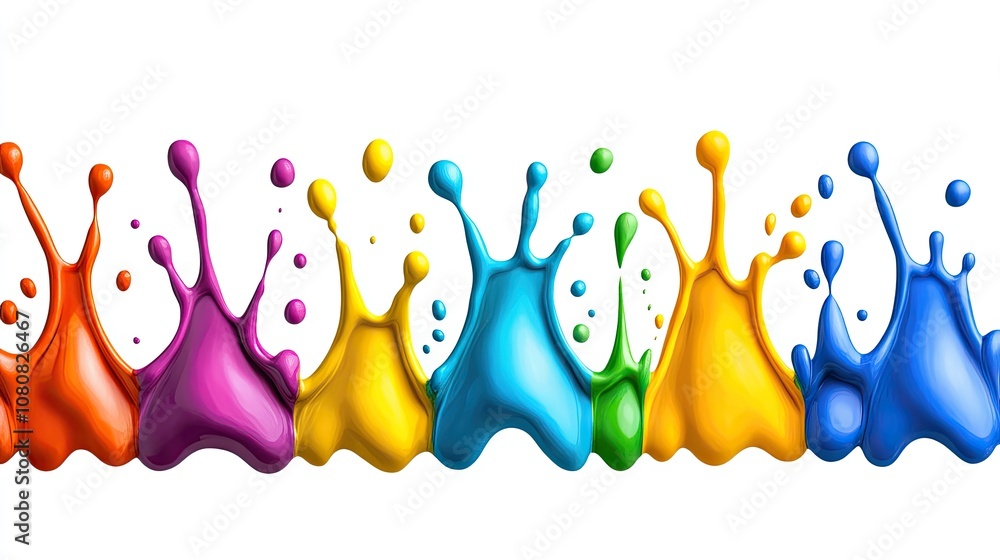 Aufkleber vibrant splashes of colorful paint on white background illustrating creative energy and artistic exp