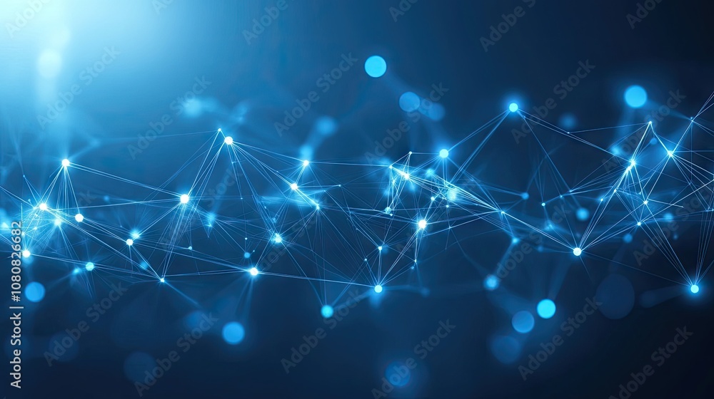 Poster abstract network connections in blue tones illustrating digital communication and technology concept