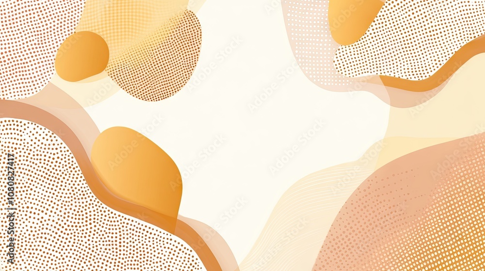 Poster abstract background with soft shapes and dots in warm tones for modern design and creative projects