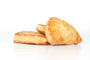 French apple turnover pastry on a white background