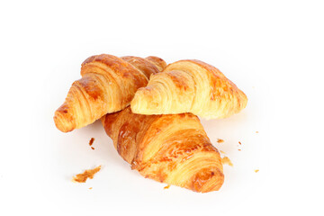Croissant on a white background, classic French bakery specialty
