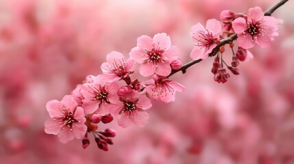 branch of cherry blossoms in full bloom