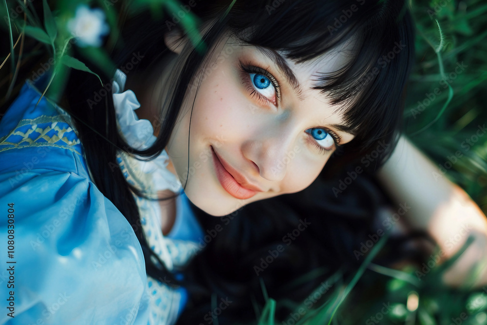 Aufkleber beautiful character in the wonderland designed with generative ai technology
