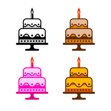 Cake icon set, vector icon on white background