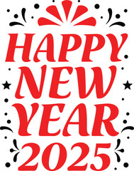 typography of happy new year 2025