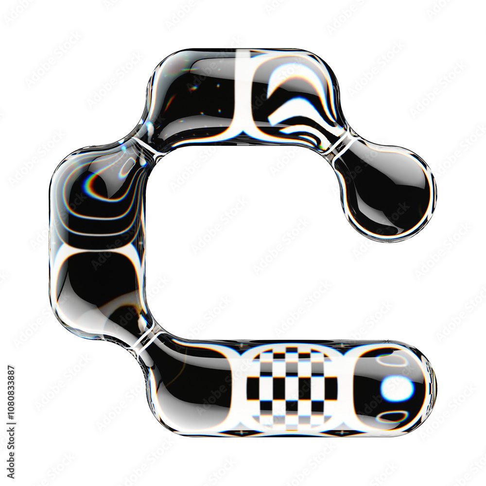Aufkleber 3d rendered letter with abstract geometric shape and graphic pattern fill