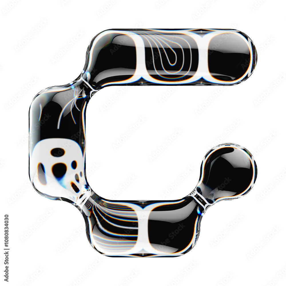 Poster 3d rendered letter with abstract geometric shape and graphic pattern fill