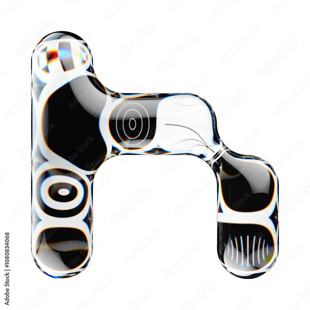 Poster 3d rendered letter with abstract geometric shape and graphic pattern fill