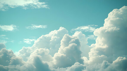 Abstract Sky Background with White Puffy Clouds