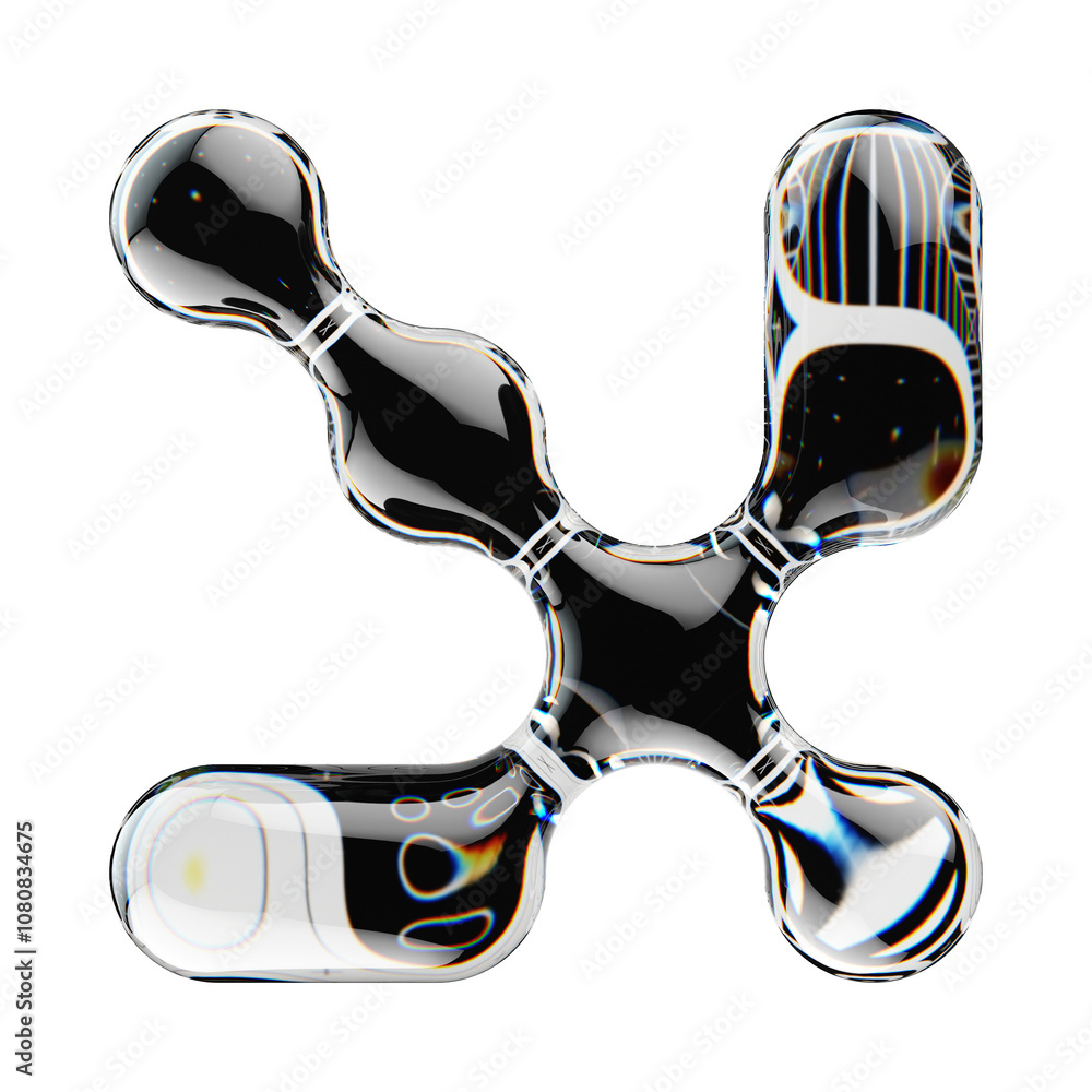 Poster 3d rendered letter with abstract geometric shape and graphic pattern fill