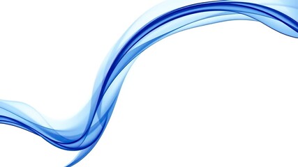 Abstract blue wave flowing on a clean white background, serene, design
