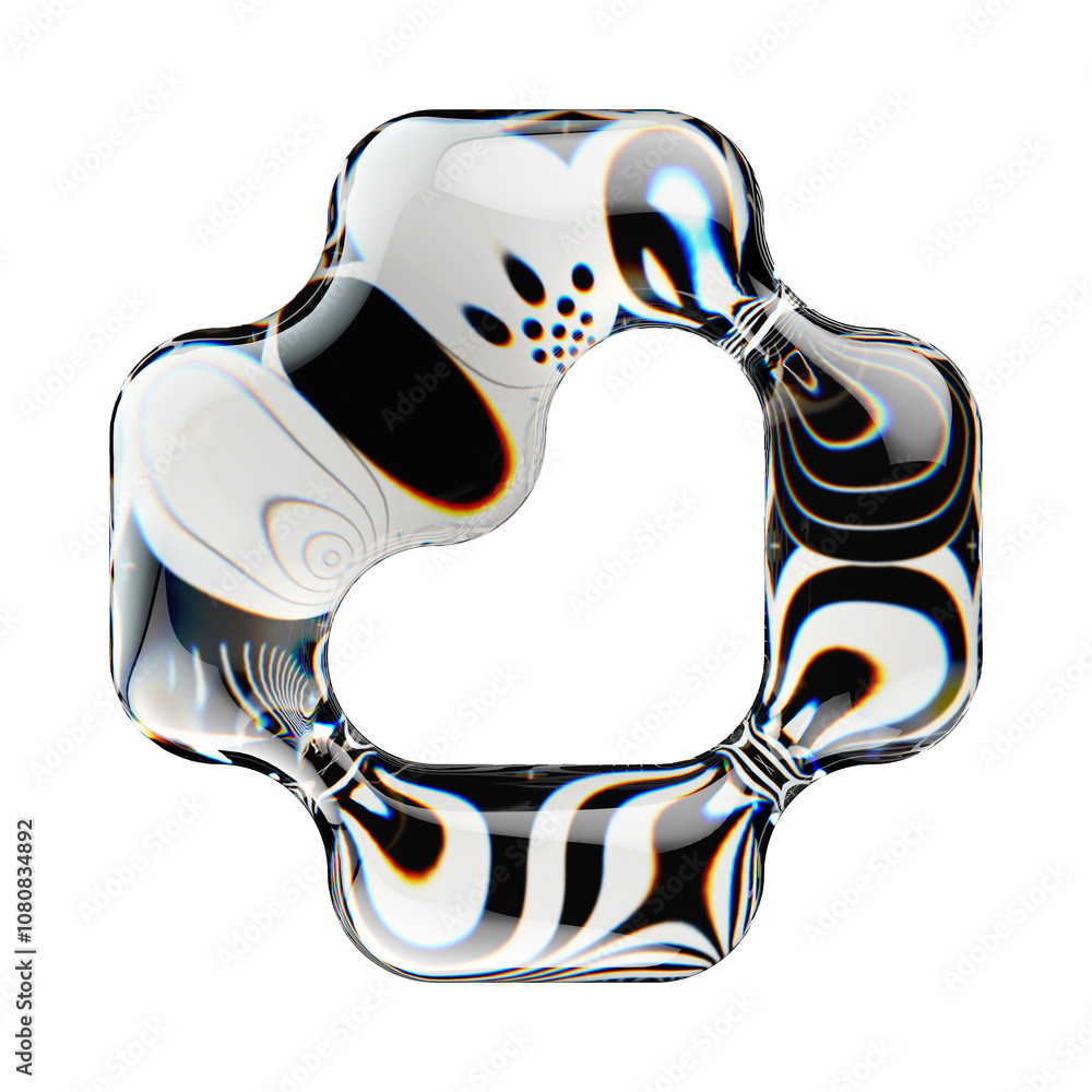 Poster 3d rendered number with abstract geometric shape and graphic pattern fill