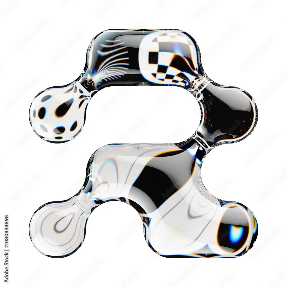 Poster 3d rendered number with abstract geometric shape and graphic pattern fill