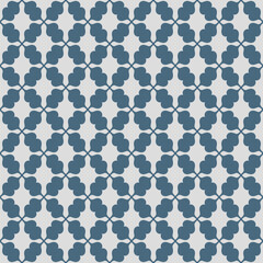 Subtle vector geometric seamless pattern. Abstract vintage ornament texture with curved shapes, lattice, grid, repeat tiles. Simple elegant blue background. Design for print, textile, decor, wallpaper