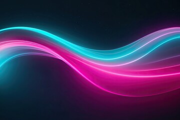 Turquoise and Magenta Gradient Light Flowing on Deep Night Background