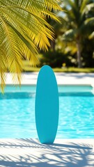 Abstract cyan shape standing out against a bright summer background, modern, concept, shape