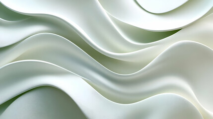 Obraz premium Abstract White and Green Curved Shapes 3D Illustration