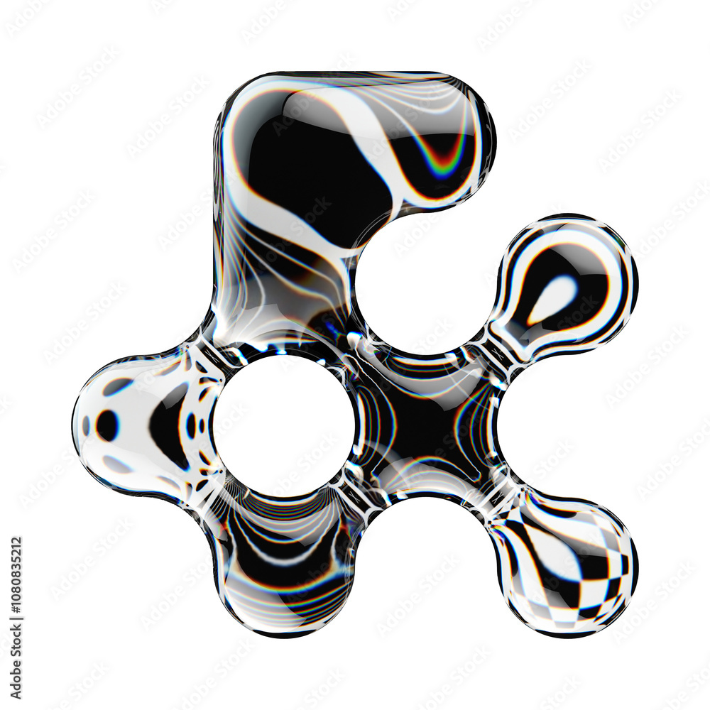 Poster 3d rendered ampersand sign with abstract geometric shape and graphic pattern fill