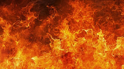 Create a powerful fire background with intense orange and red flames rising in dynamic, twisting patterns, filling the scene with warmth and energy.