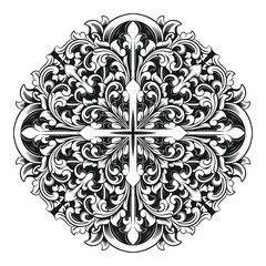 Vector beautiful engraved circle ornament