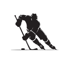 Ice Hockey player vector silhouette design. Hockey player logo, icon vector illustration. Ice hockey player silhouettes black and white.