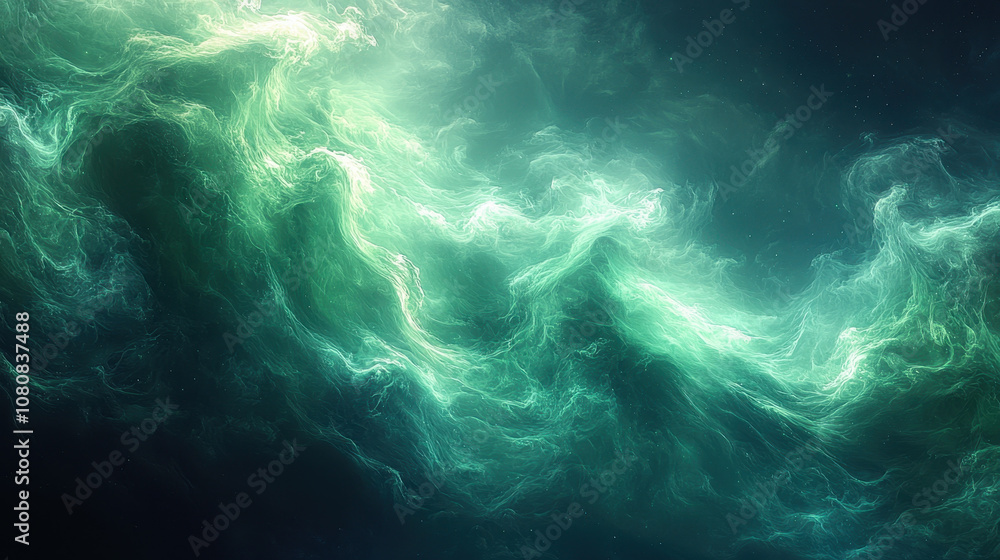 Aufkleber abstract green and blue swirls create mesmerizing visual effect, evoking sense of calm and wonder in