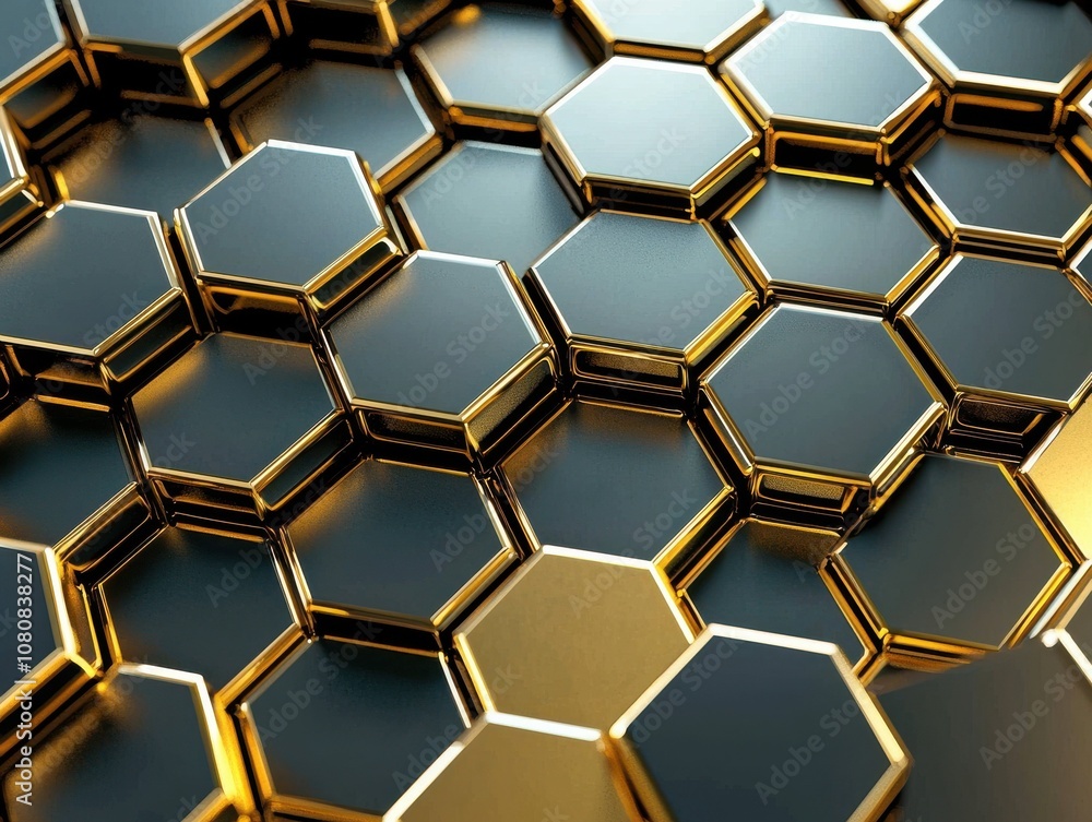 Poster explore the intricate design of hexagonal patterns in modern digital art and technology