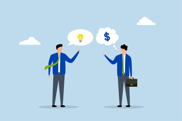 Venture capital, young business owner presenting concept to secure venture capital funding. 