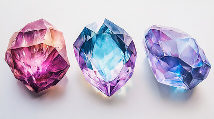 Fototapeta premium Three stunning gemstones with dazzling brilliance