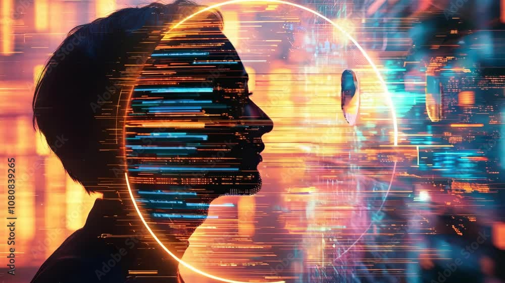 Poster a stunning view of a man in the metaverse with generative ai technology video