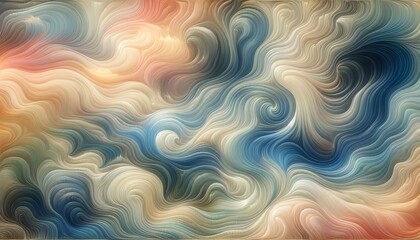 Obraz premium Abstract swirling patterns in soft colors resembling a dreamlike sky, creating a sense of calm and movement