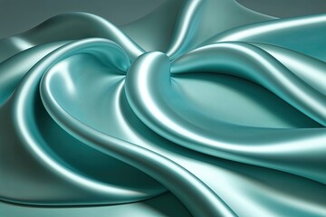 Satin Curves in a Serene 3D Art Setting with Shimmering Elegance
