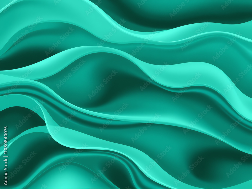 Poster flowing teal waves create a visually soothing abstract texture resembling water in motion