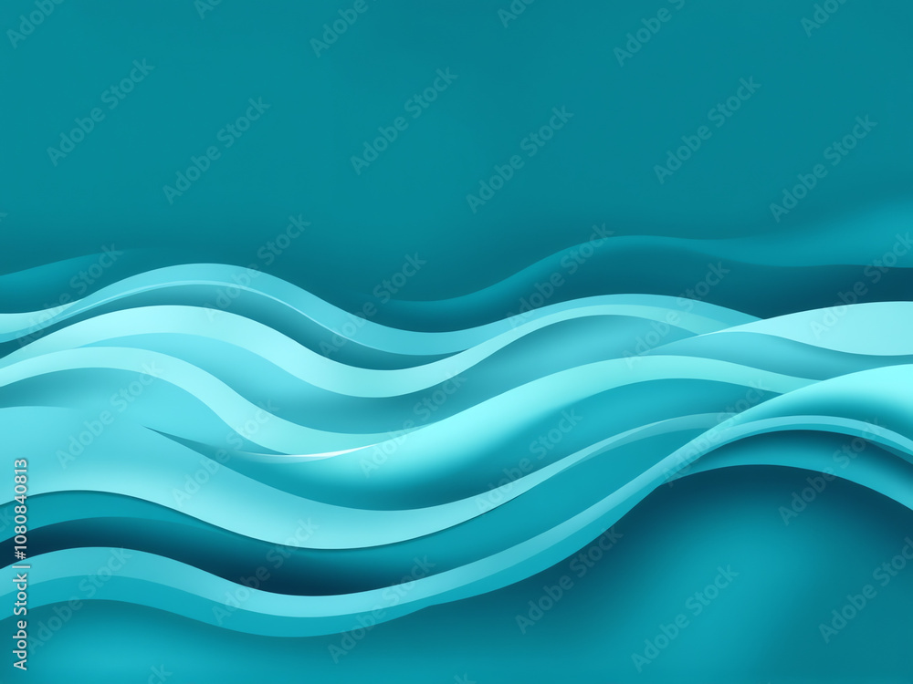 Poster stylish abstract waves in calming turquoise tones flow gracefully across the canvas, creating a sere
