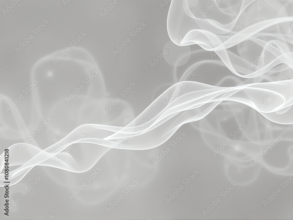 Poster ethereal white smoke wisps floating gracefully against a soft gray background creating a tranquil an