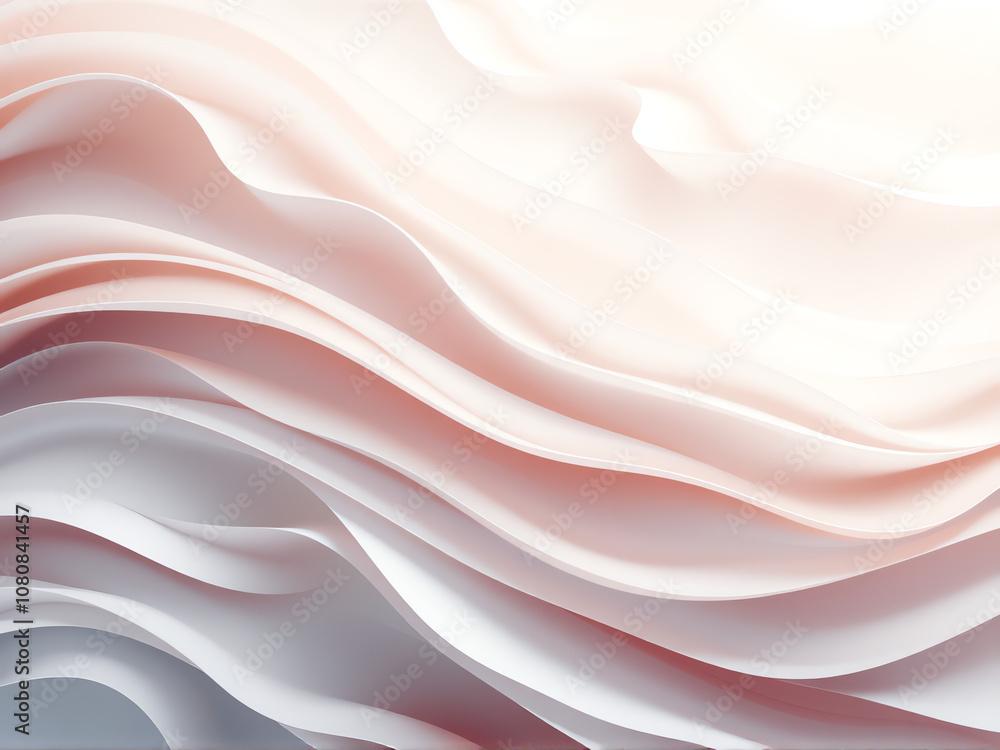 Poster abstract layered waves in soft pastel colors creating a serene and modern background for creative pr