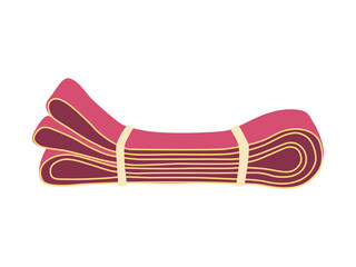 Resistance band vector illustration. Folded pink rubber band for fitness, home training and gym workouts isolated on white background. Sport equipment, training tool for pull up assisting