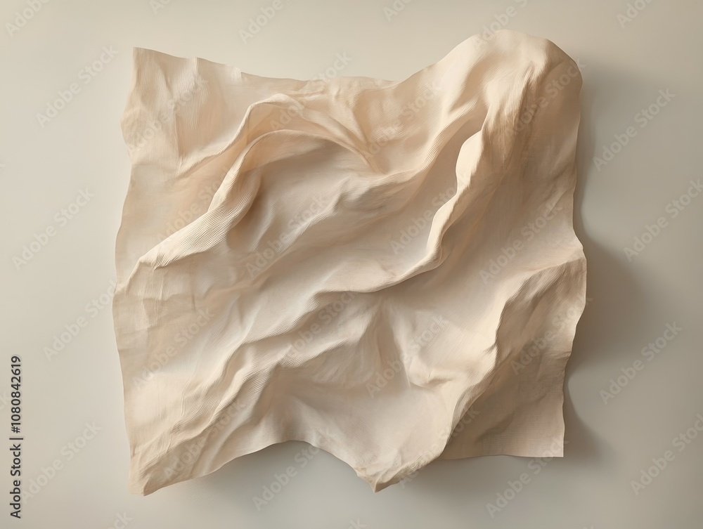Poster subtle crinkled paper with soft shadowing on a plain background, ideal for artistic design and creat